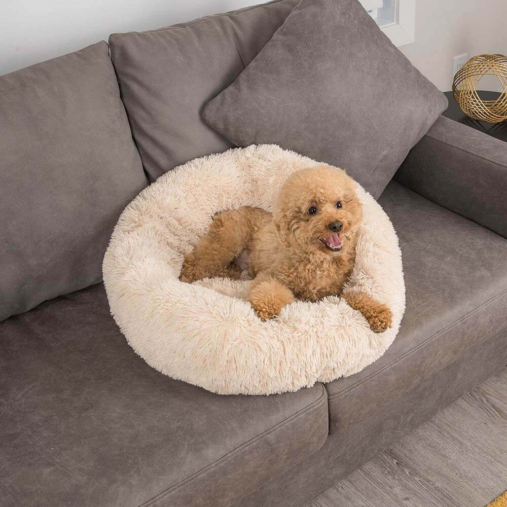 Fuzzy Round Fluffy Dog Bed