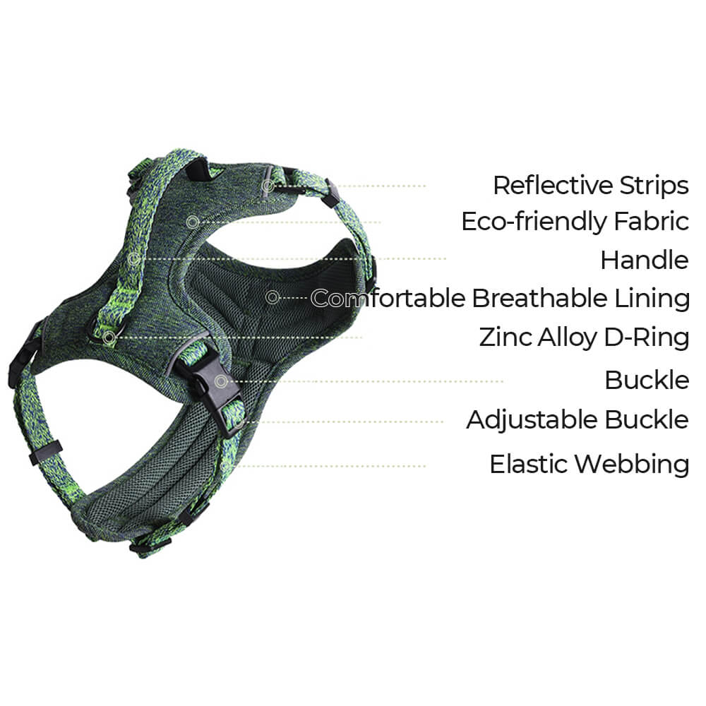 Eco-friendly Recycled Fabric No-Pull Dog Harness and Leash