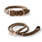 Collar de cuero de cuero falso tejido a mano y correa para caminar para perros
