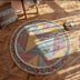 Alfombra redonda vintage de lino de algodón tejido a mano