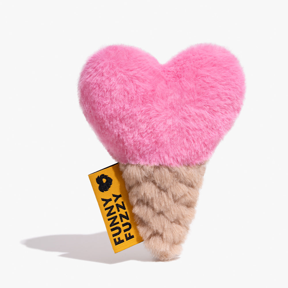 FUNNYFUZZY Summer ChillHeart Plush Squeaky Dog Toy - Ice Cream