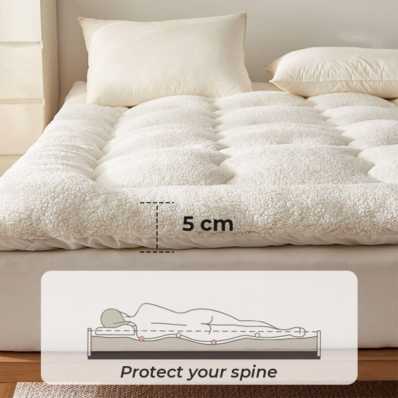 Large Cozy Lambswool Human Pet Mattress Topper