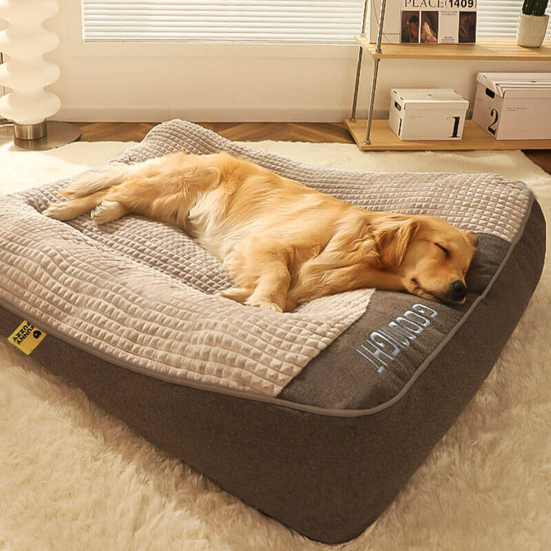 Grand lit de coussin pour chien avec protection de la colonne vertébrale, épais et résistant aux rayures