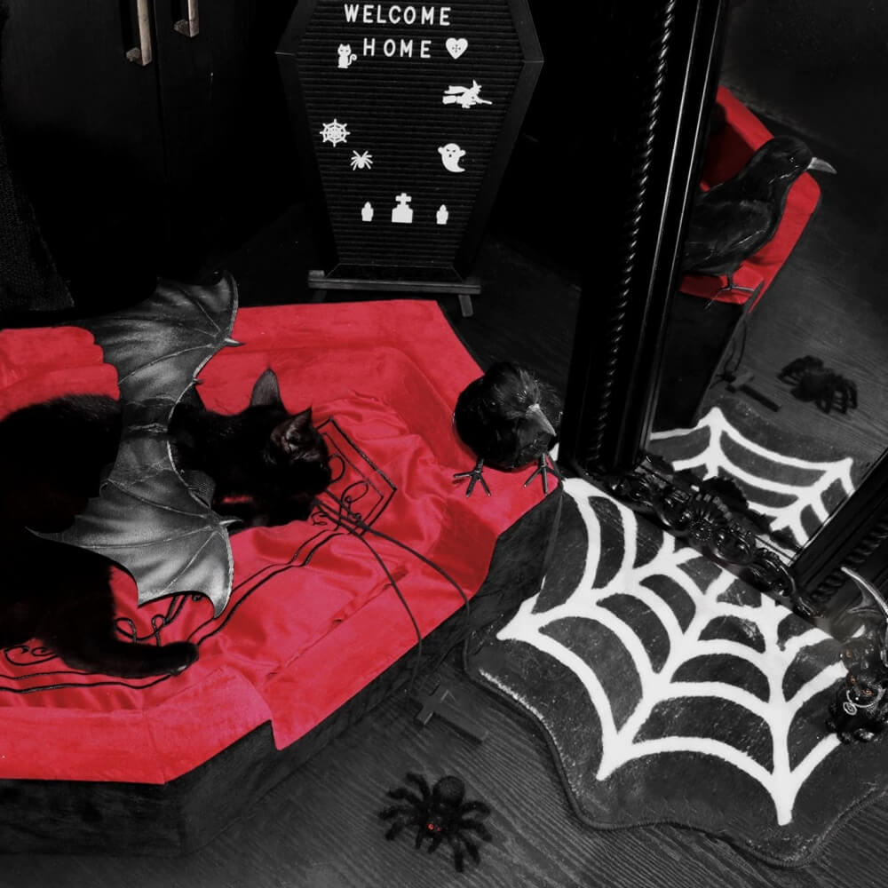 Luxurious Velvet Gothic Coffin Pet Bed