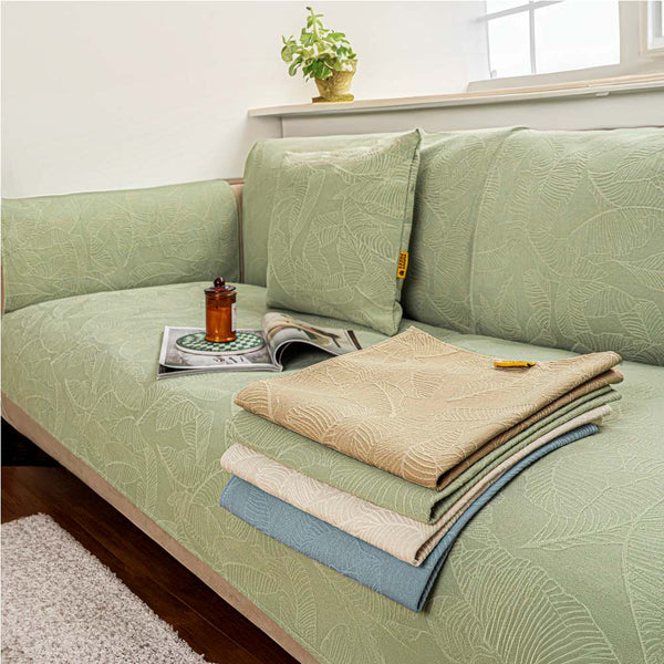 Coperchio di divano di divano di divano jacquard a foglia di colore solido di lusso