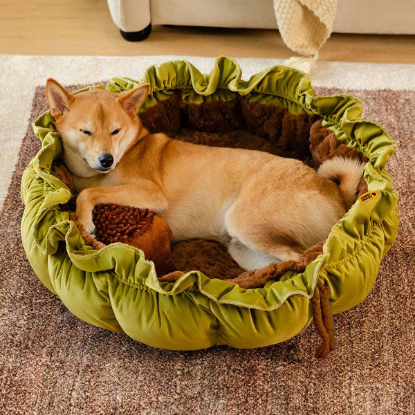 Letto per cani calmante regolabile ispirato alla natura - nido di peluche