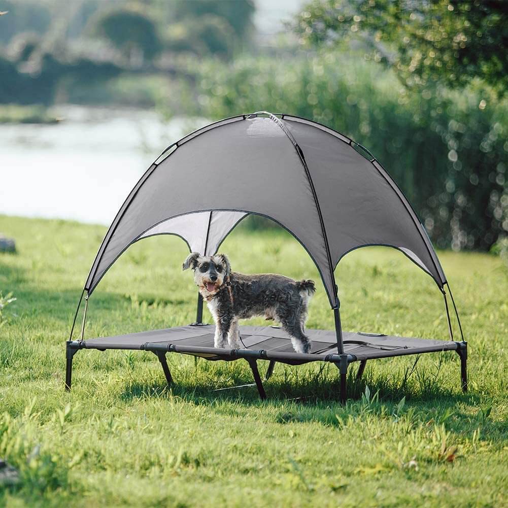 Outside Waterproof Portable Breathable Sunshade Elevated Dog Bed with Canopy