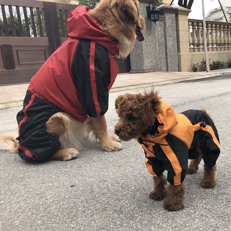 Impermeable de cobertura completa para perros impermeable de tela Oxford con patas y capucha