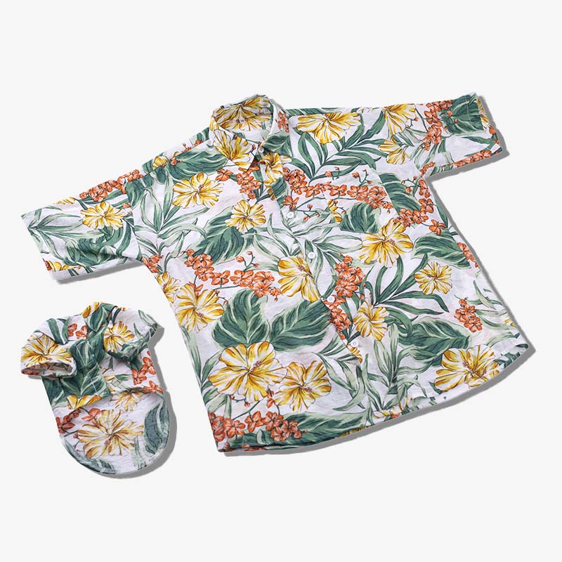 Camisa hawaiana a juego para ropa de perro y dueño