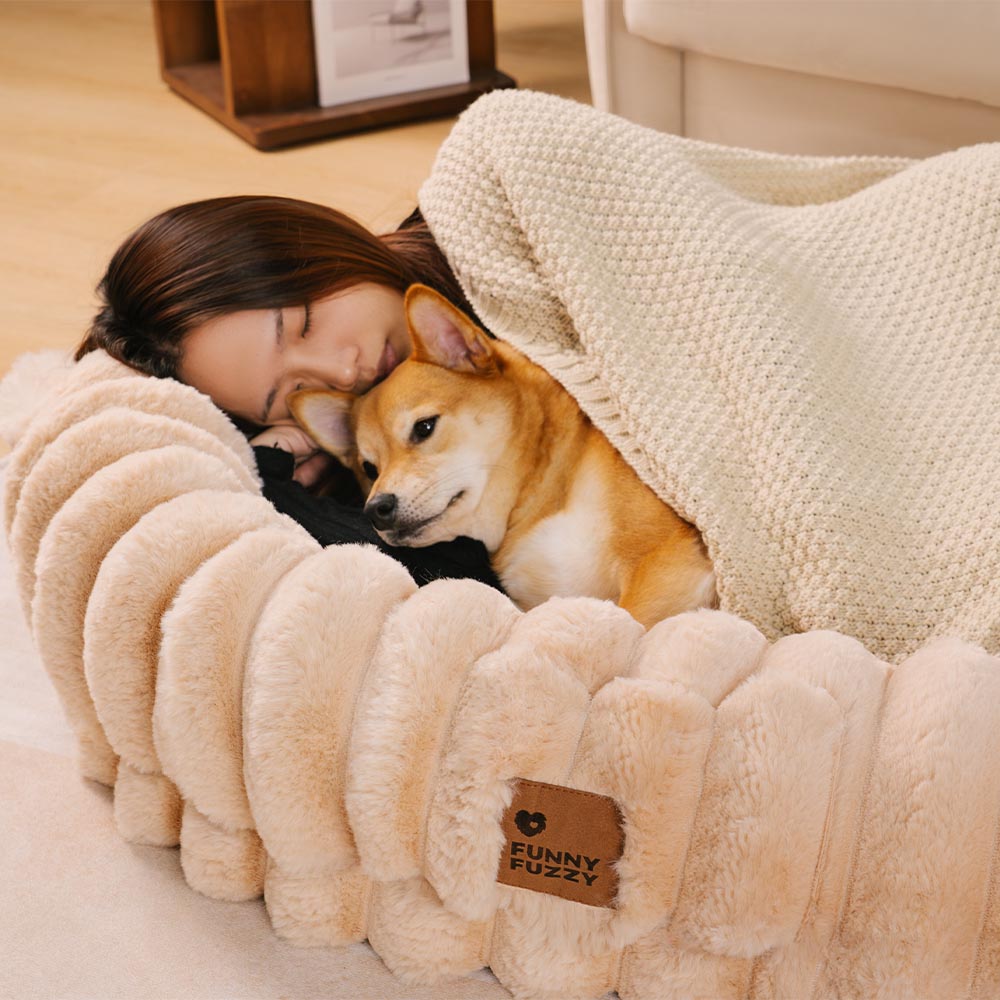 Plush Fluffy Large Orthopedic Human-Dog Bolster Bed