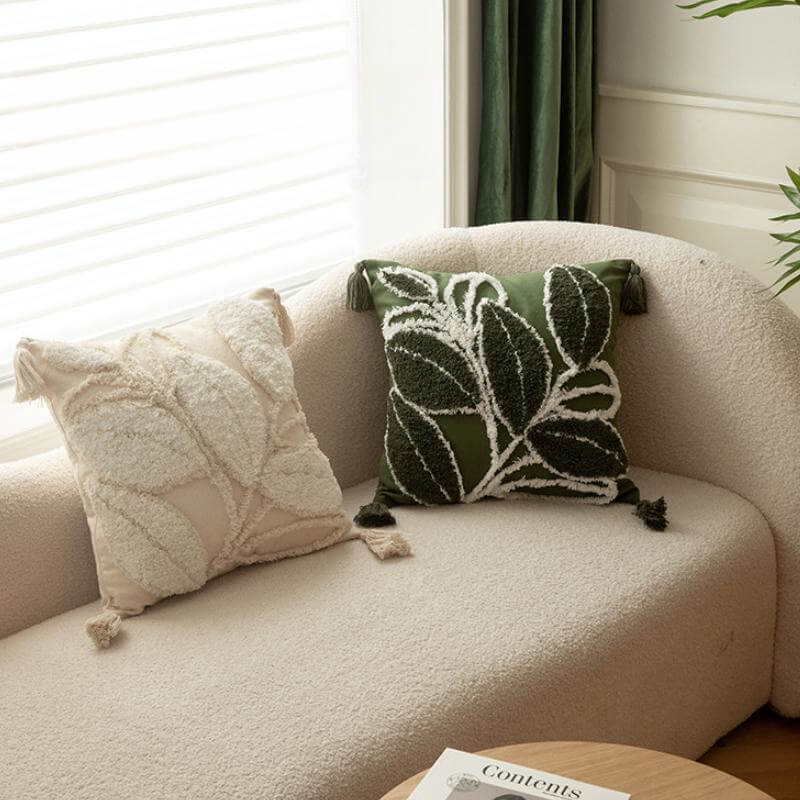 Plush Leaf With Tassel Sofa Pillow