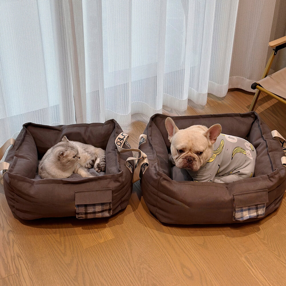 Tragbares Haustierbett mit Griff. Gemütliches und waschbares Hundebett