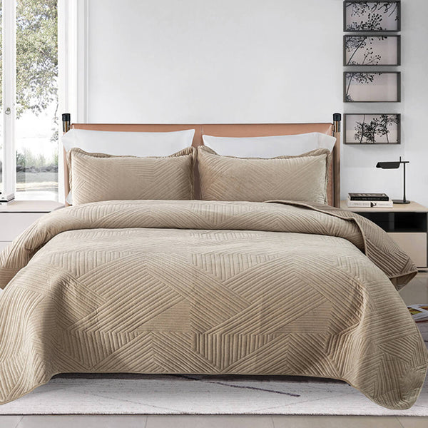 Cama de terciopelo de cristal acolchado geométrico casual caliente