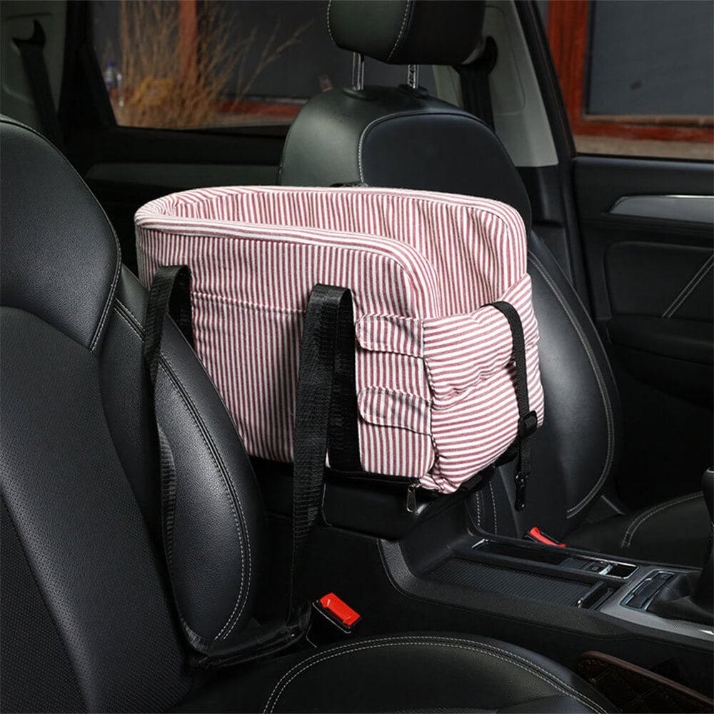 Stylish Plaid Portable Travel Dog Car Safety Seat Central Console