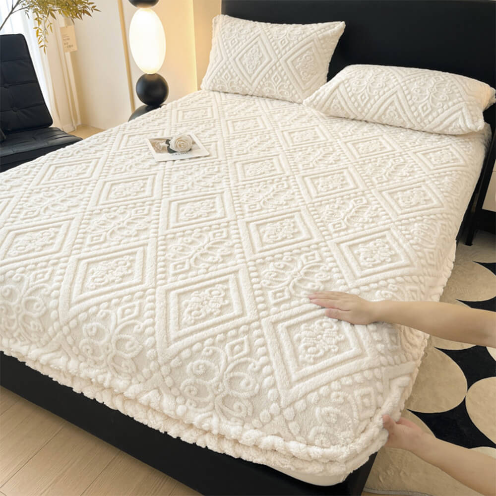 Housse de matelas drap-housse en velours de lait chaud gaufré de style baroque