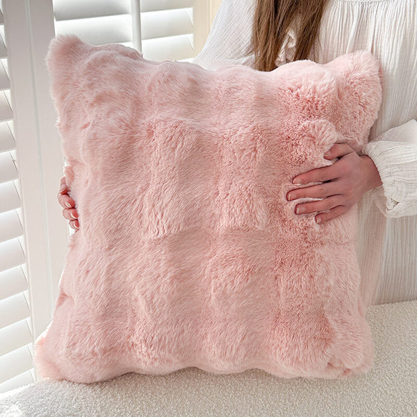 Almohada de sofá de felpa reversible suave