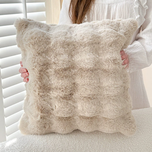 Almohada de sofá de felpa reversible suave