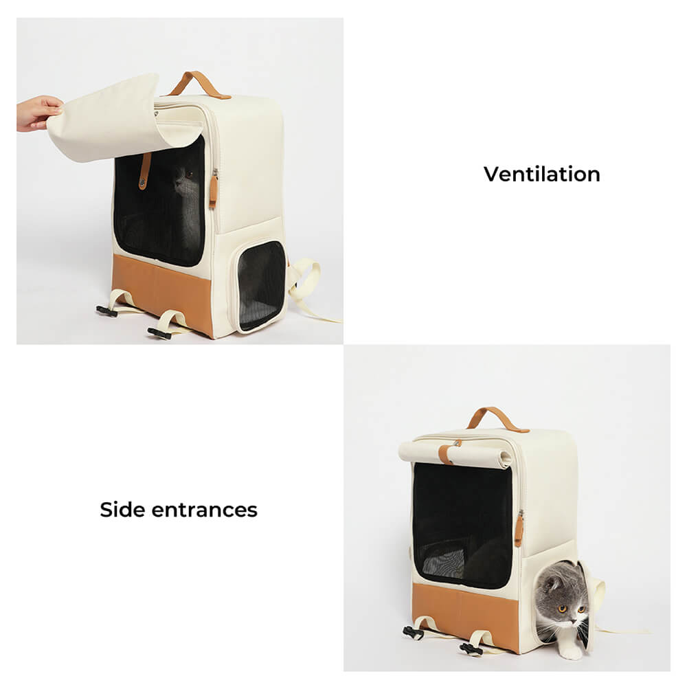 Square Breathable Foldable Portable Designer Pet Carrier Cat Backpack