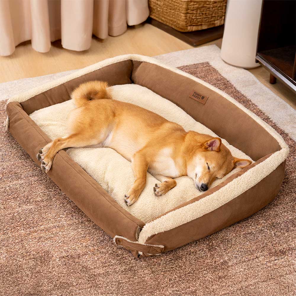 Grand lit confortable pour chien avec couverture pliable