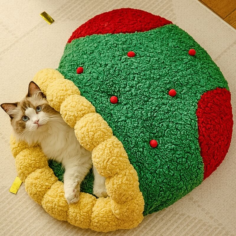 Teddy Velvet Plush Christmas Festive Funny Pet Bed