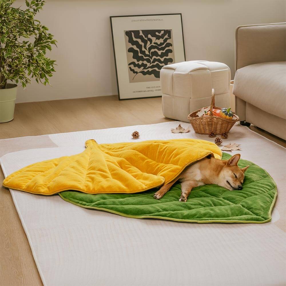 Plush Leaf-Shaped Washable Dog Mat-The Leaf Collector