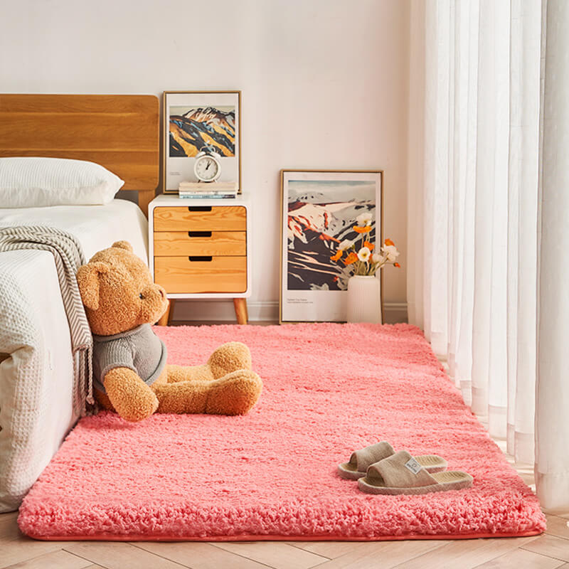 Tapis de chevet de chambre à coucher en peluche épaisse - Tapis extra doux et confortable