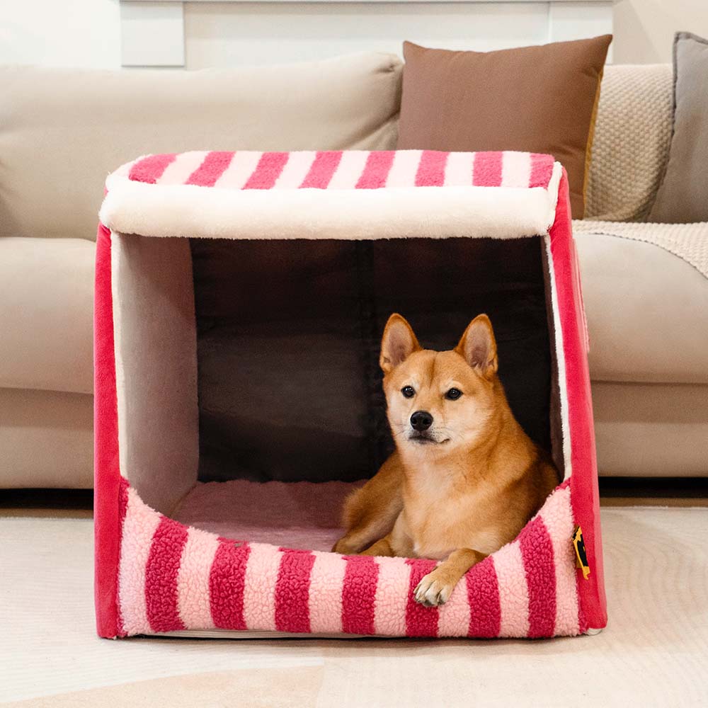 Lit orthopédique pour chien Trendy Stripe House - Cosy Hideaway