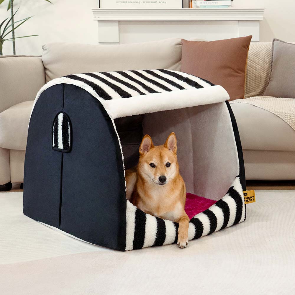 Lit orthopédique pour chien Trendy Stripe House - Cosy Hideaway