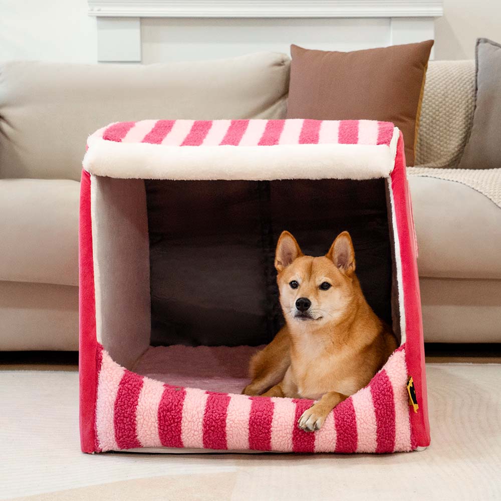 Lit orthopédique pour chien Trendy Stripe House - Cosy Hideaway