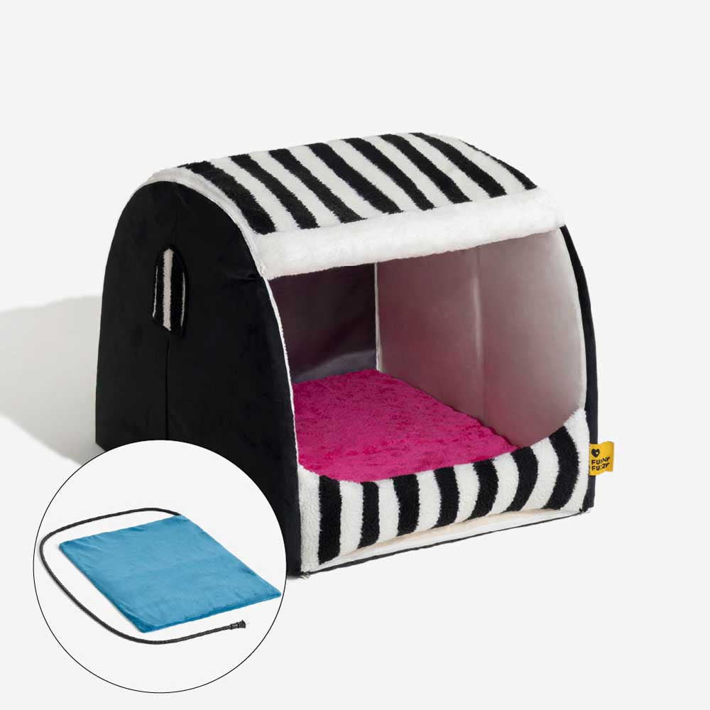 Trendy Striped House Orthopedic Dog Bed - Cozy Hideaway