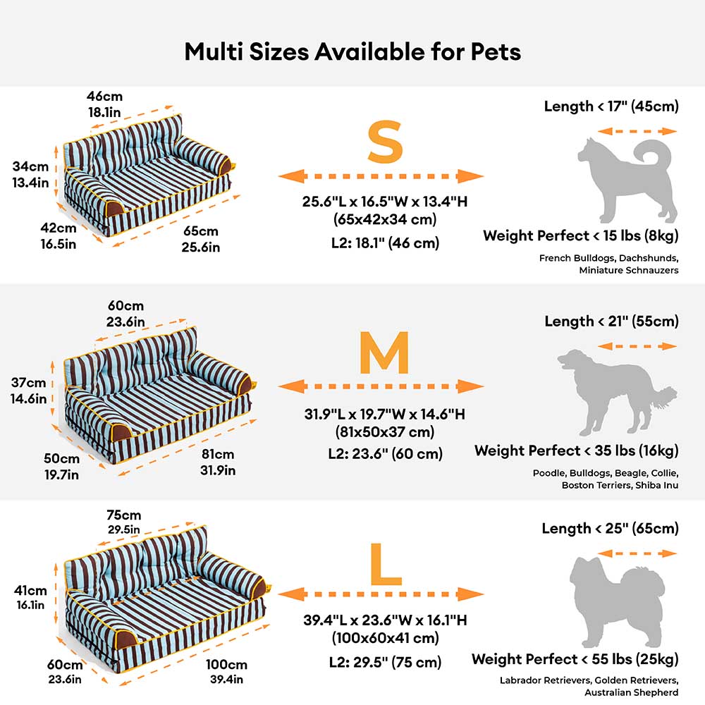 Stripe Waterproof Foldable Dog Sofa Bed - Sunny Siesta