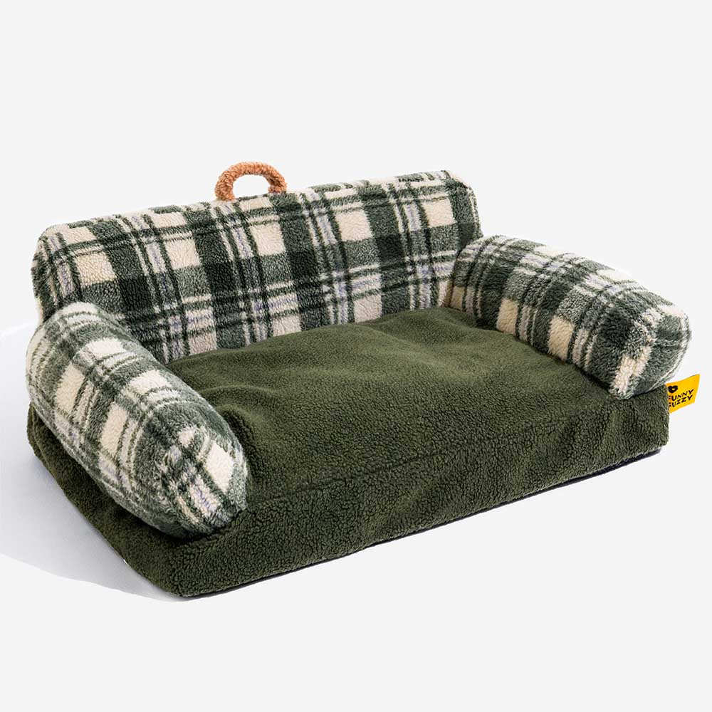 Waschbares, gemütliches, unterstützendes und beruhigendes Sofabett für Hunde und Katzen im Vintage-Stil