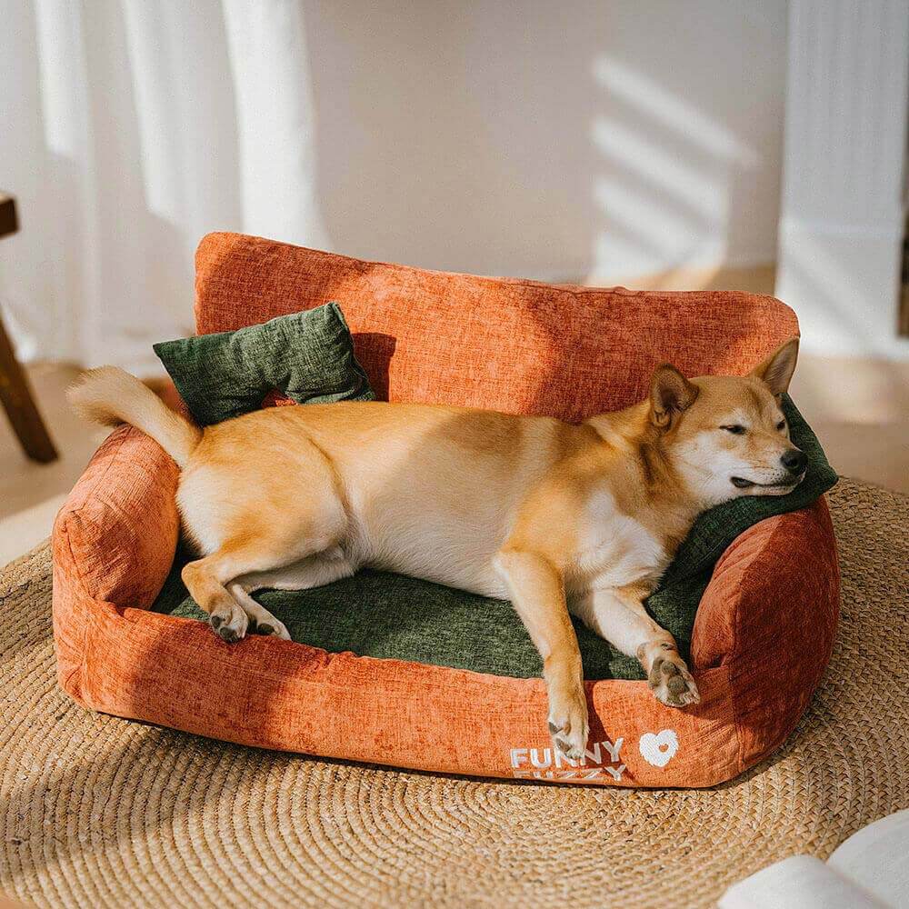 Sofá cama para perros y gatos de tela de chenilla de estilo vintage