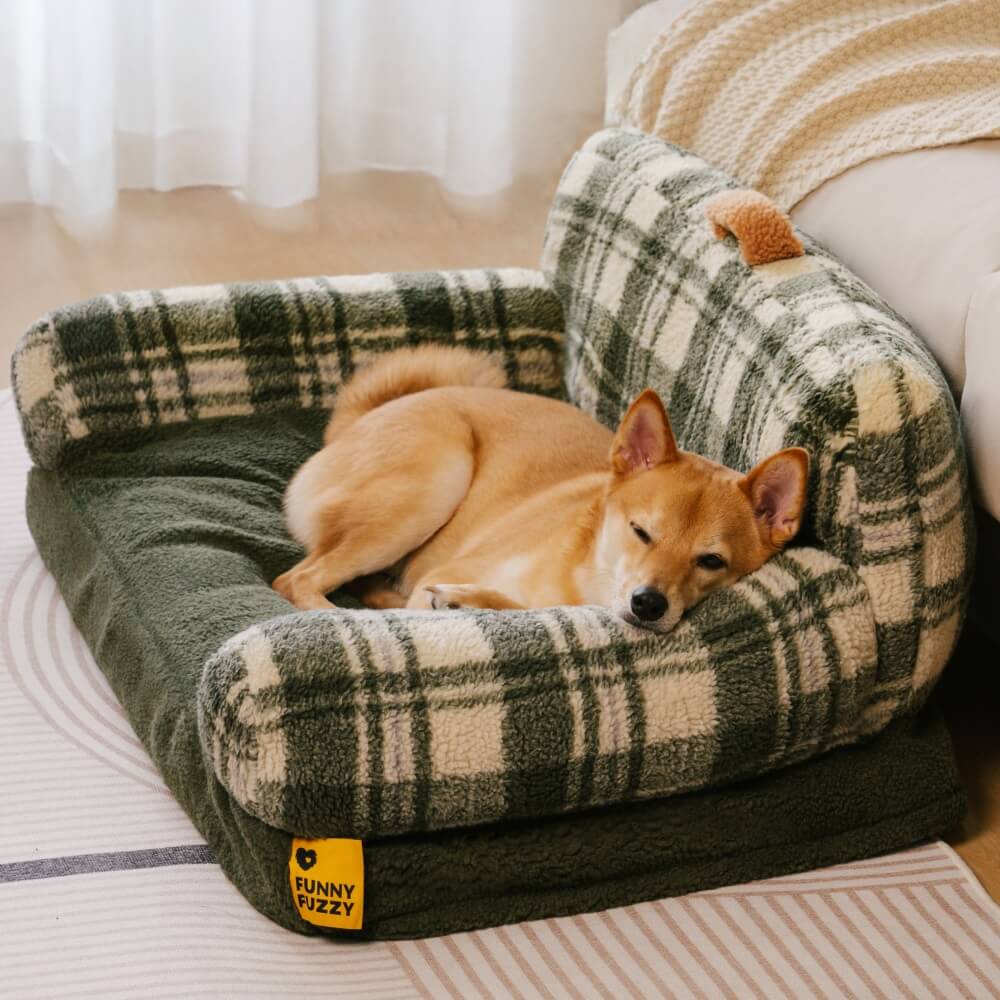 Waschbares, gemütliches, unterstützendes und beruhigendes Sofabett für Hunde und Katzen im Vintage-Stil