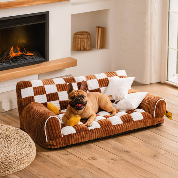 Supporto ortopedico di scacchiere vintage divano per cani extra grande - divano di King's