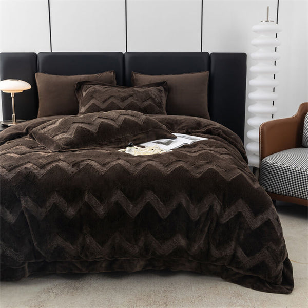 Juego de ropa de cama con terciopelo engrosado de doble cara tibia