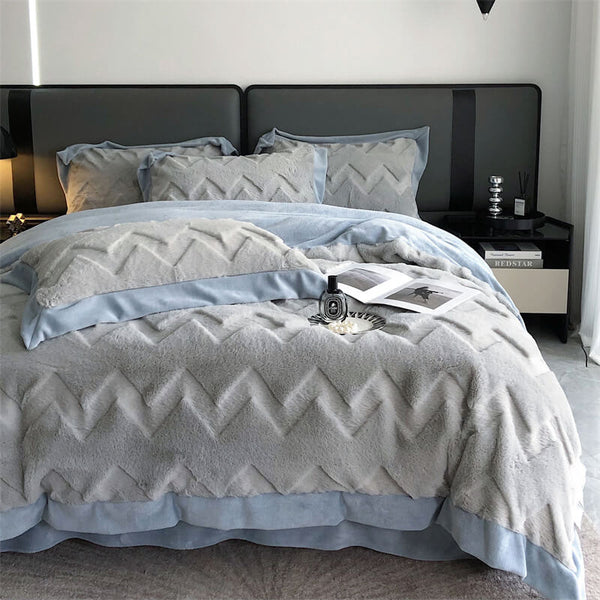 Juego de ropa de cama con terciopelo engrosado de doble cara tibia