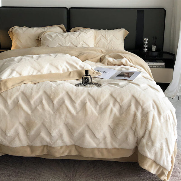 Juego de ropa de cama con terciopelo engrosado de doble cara tibia