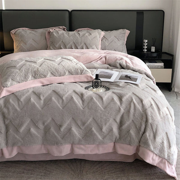 Juego de ropa de cama con terciopelo engrosado de doble cara tibia