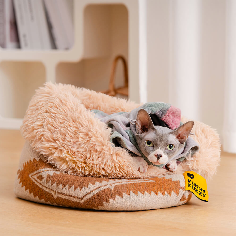 Sac de couchage chaud pliable entièrement enveloppé pour chat câlin