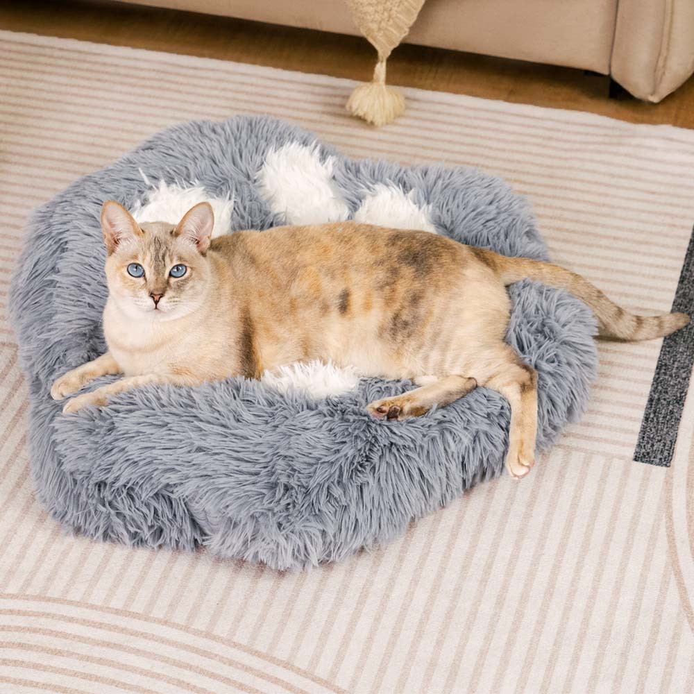 Washable Fluffy Non-Slip Cozy Cat Bed-Paw Spot