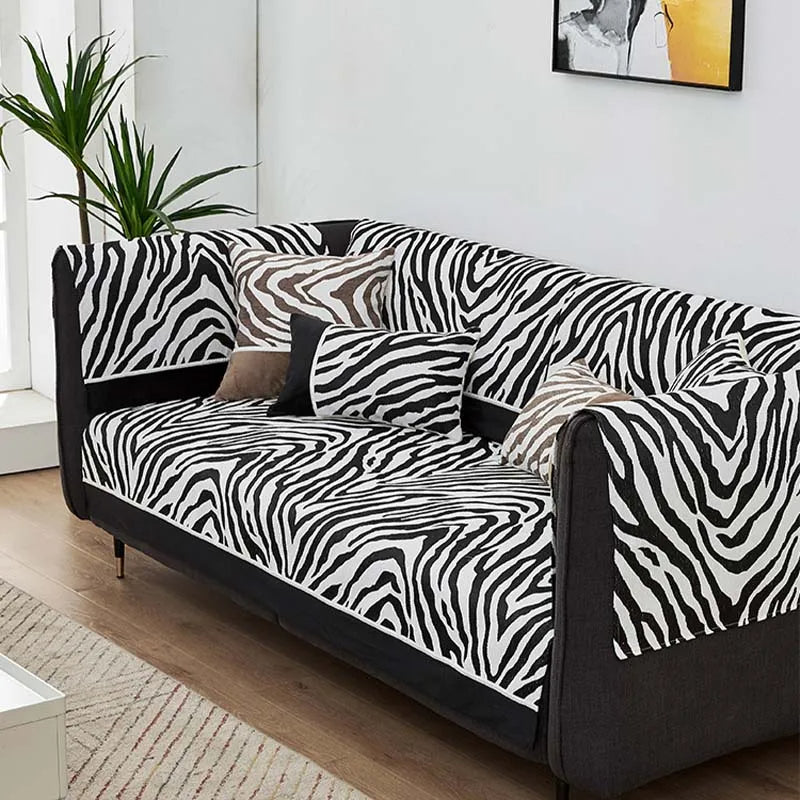 Wild Zebra Print Chenille Möbelschutz Couchbezug