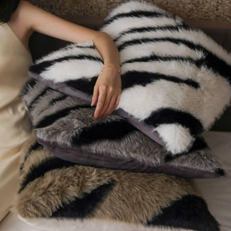 Zebra Thickened Fluffy Fur Bed Sheet Set