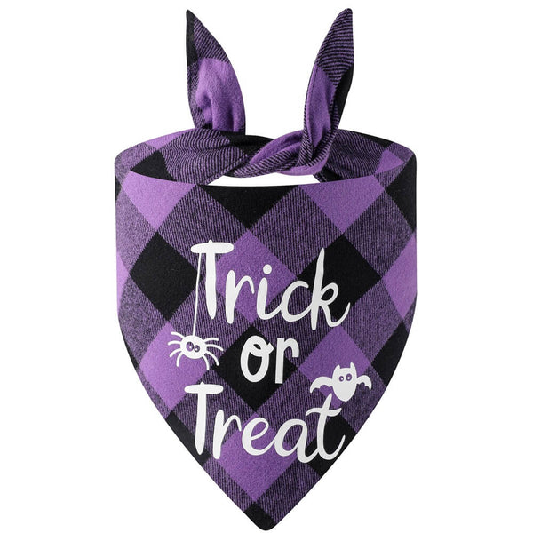 Halloween Pet Carta a cuadros Bib | Babero de regalo de algodón para mascotas