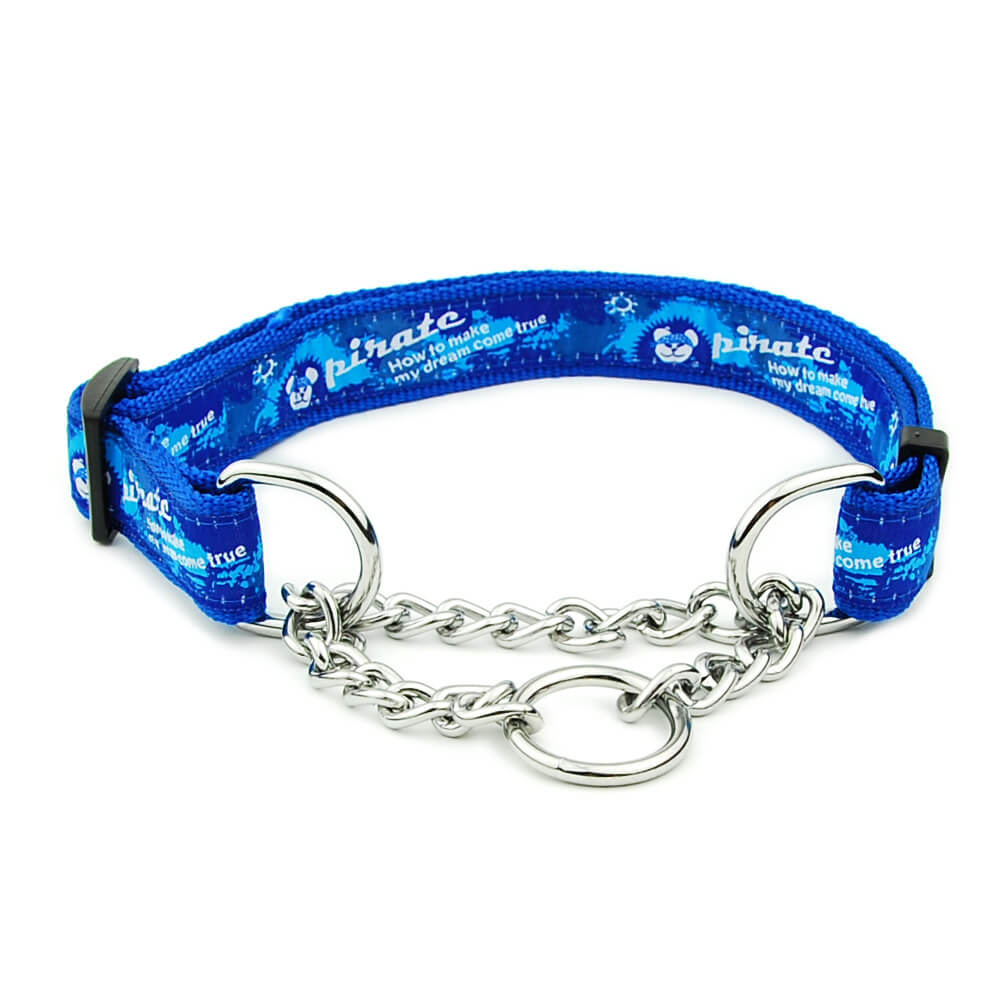 Mehrfarbiges Nylon-Hundehalsband mit Schiebekette