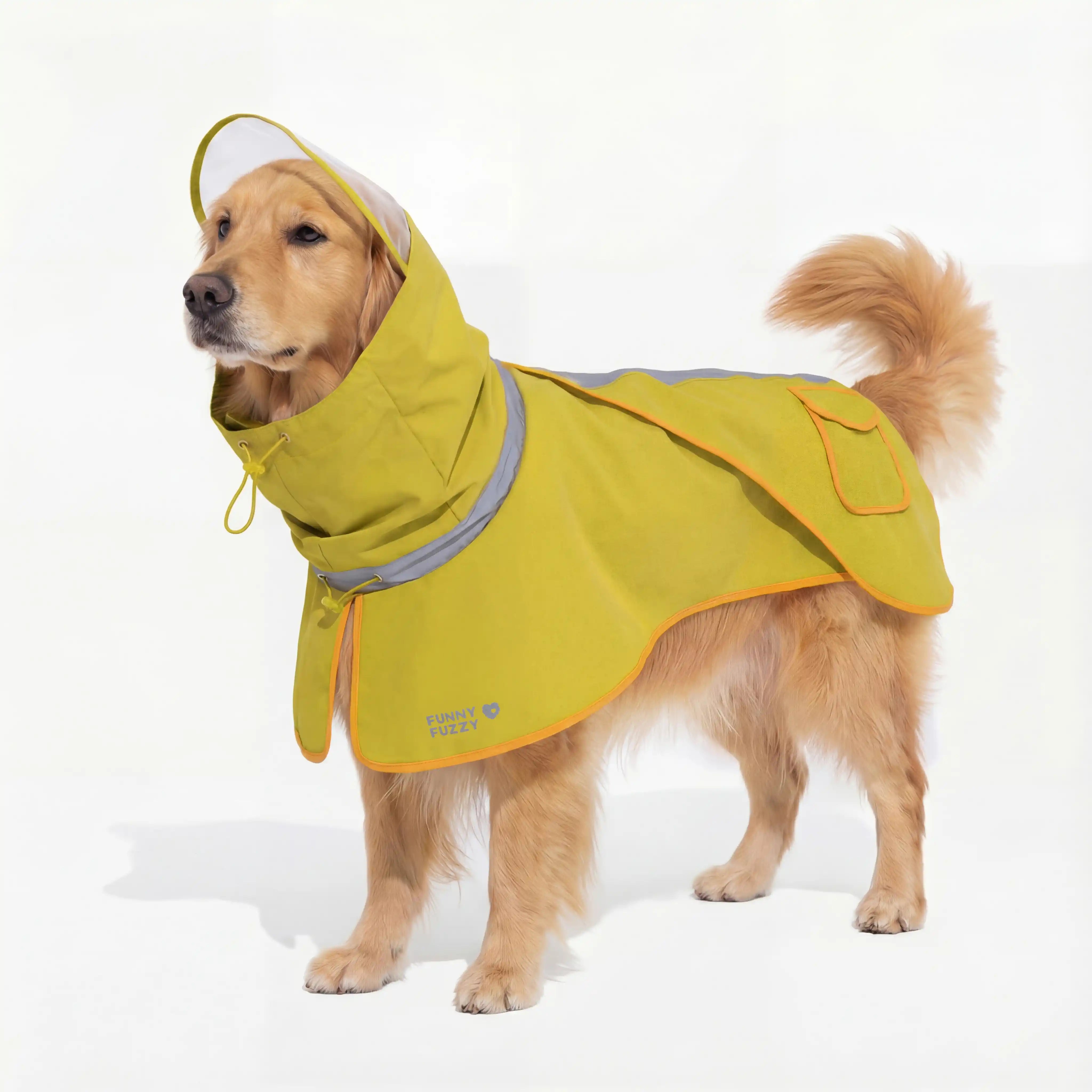 Imperméable réfléchissant réglable avec poche pour chien, imperméable assorti pour rester au sec