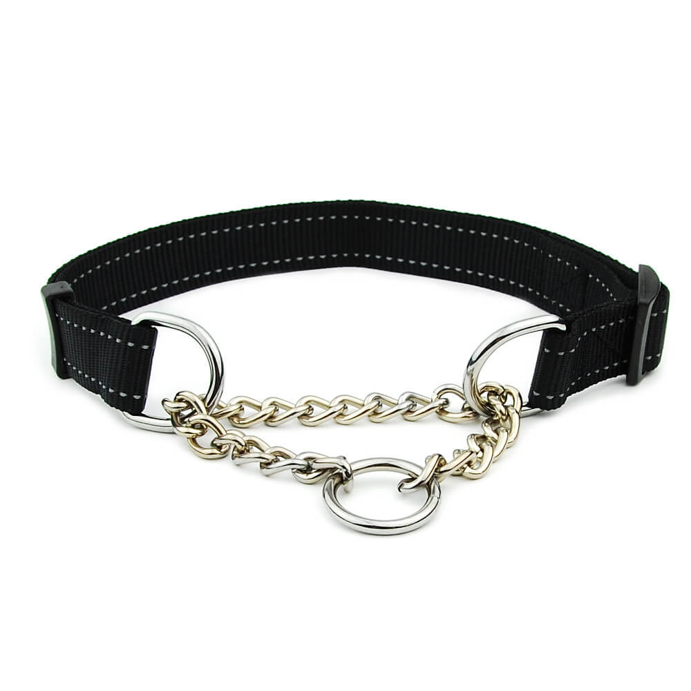 Mehrfarbiges Nylon-Hundehalsband mit Schiebekette