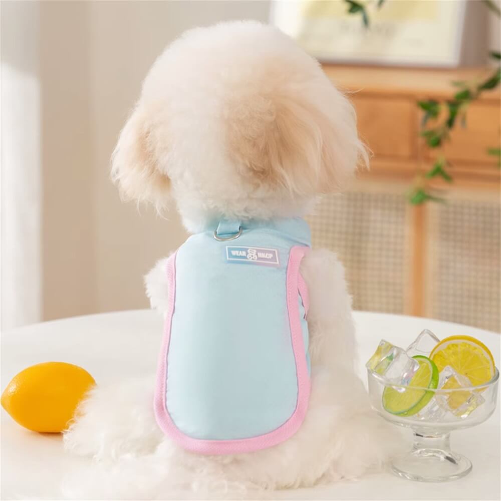 Chaleco con arnés para perros en colores pastel transpirable: cómodo y elegante para el uso diario