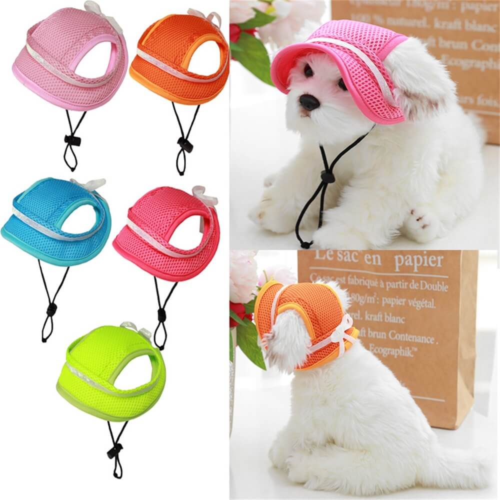 Accesorios para perros y gatos, cuerda ajustable, sombrero para el sol con orejas con fugas