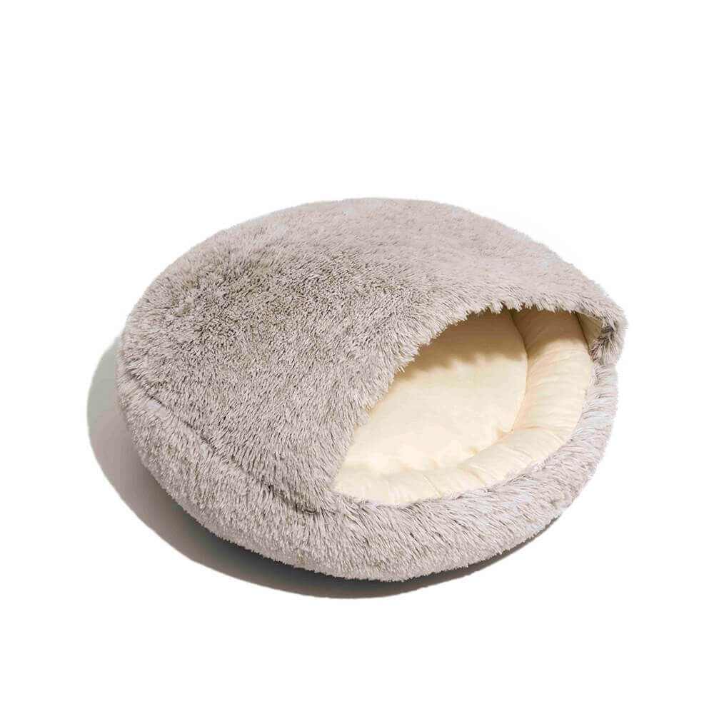 Calming Plush Semi-Enclosed Pet Nest Pita Bed For Dogs